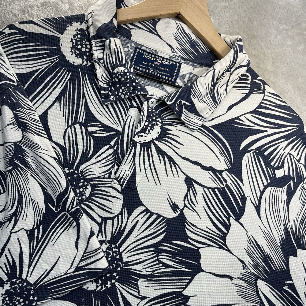 Vintage Polo Sport Ralph Lauren Shirt Mens 3XL Floral Print Short Sleeve Camp